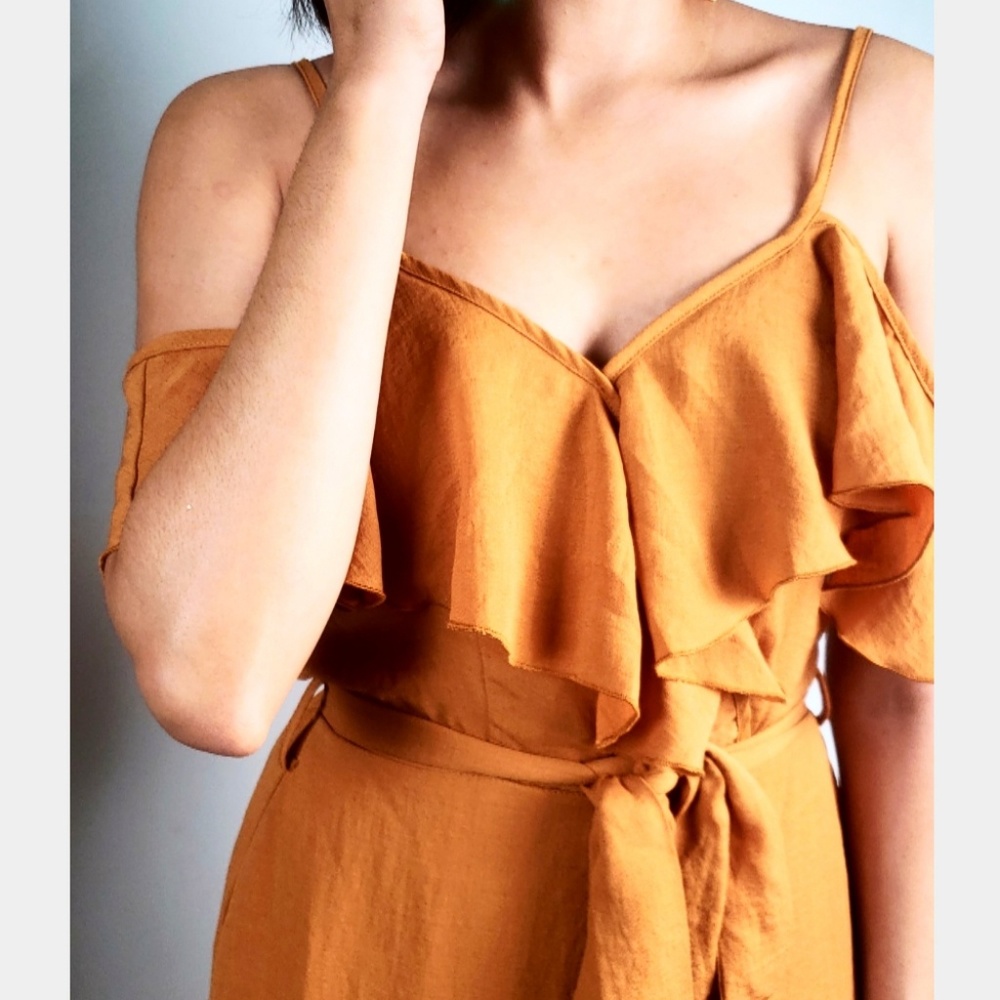The June// Rust ruffle Jumpsuit - Picture 4 of 7